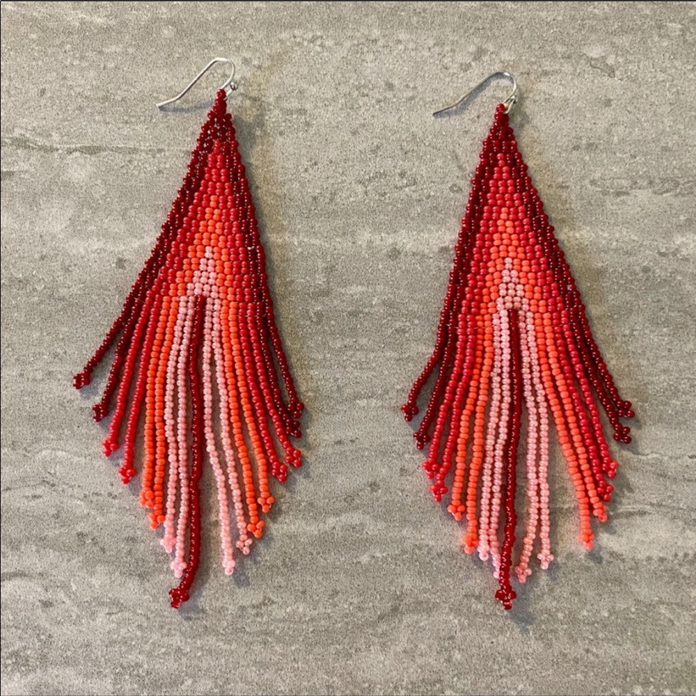 New Free People Beaded Boho Earrings - Picture 2 of 4